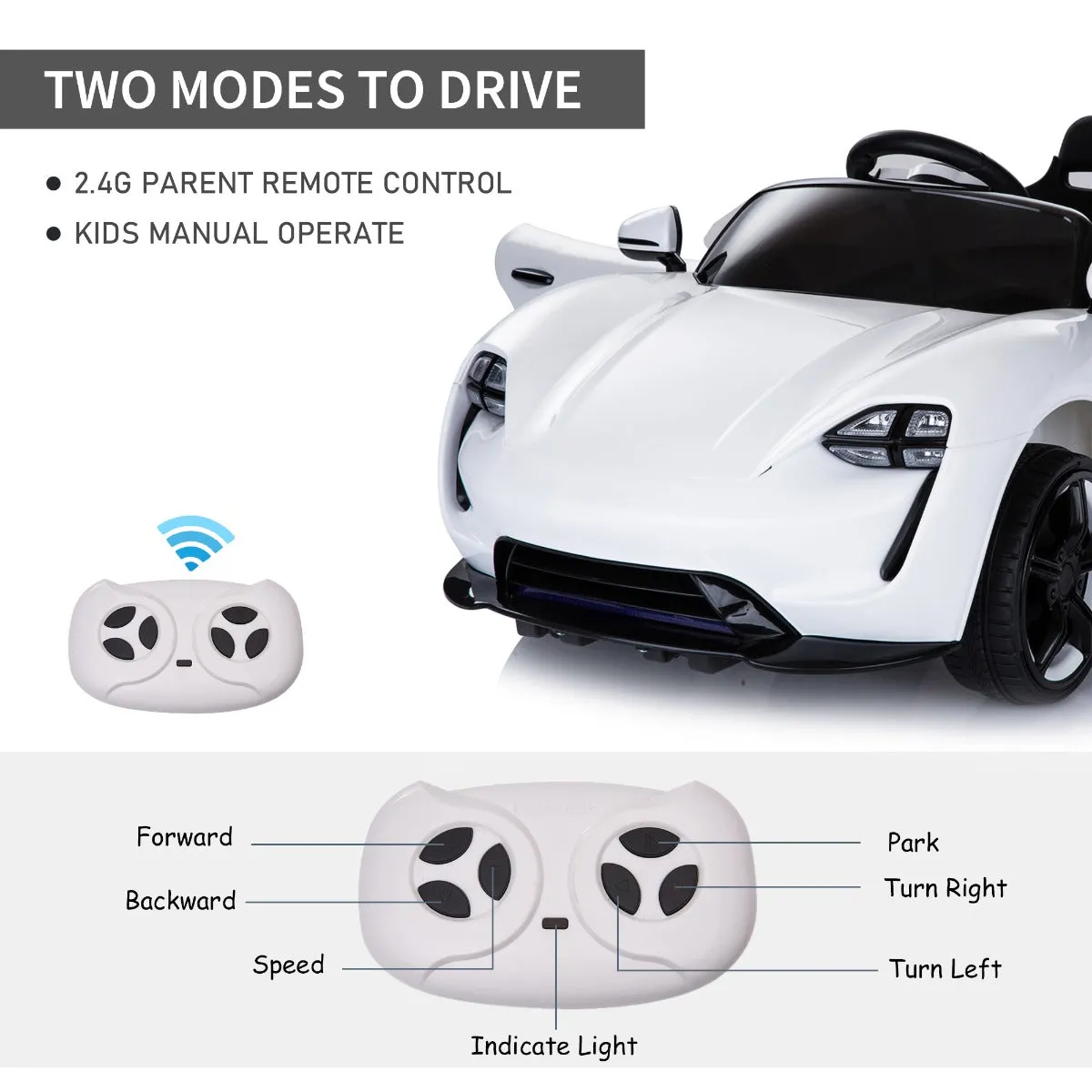 Kids Electric Ride On Car - White - 6V