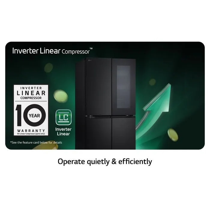 LG GC-V22FFQMB 4 Doors Fridge 431L French Door With Instaview Black Steel