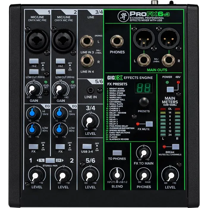 Mackie 6 Channel Professional Effects Mixer With USB