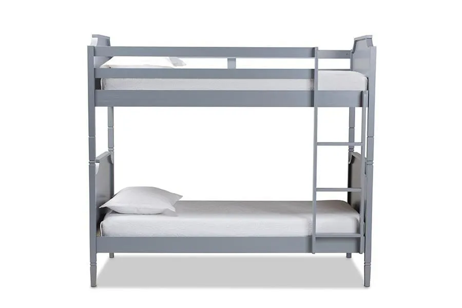 Mariana Traditional Transitional Grey Finished Wood Twin Size Bunk Bed