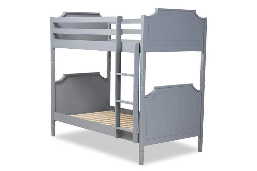 Mariana Traditional Transitional Grey Finished Wood Twin Size Bunk Bed