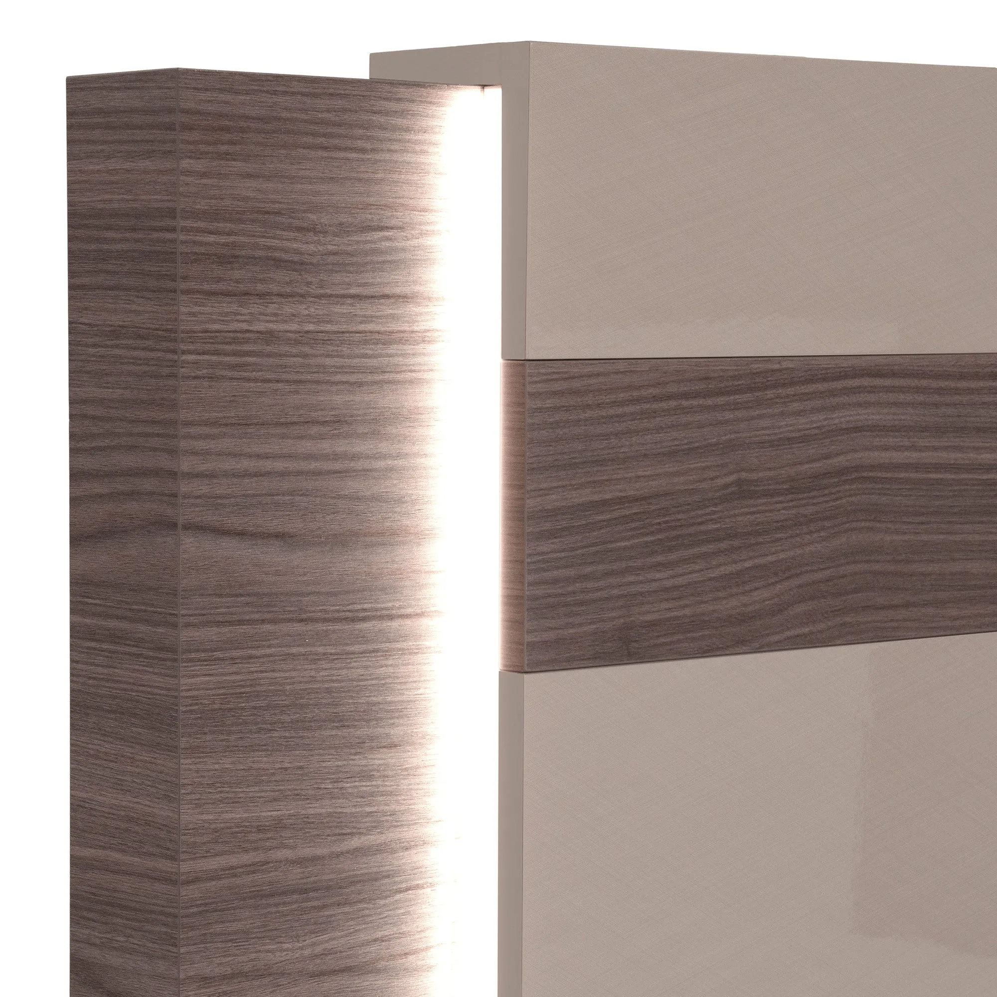 NORA Rope Taupe Wood LED King Bed - Status Italy
