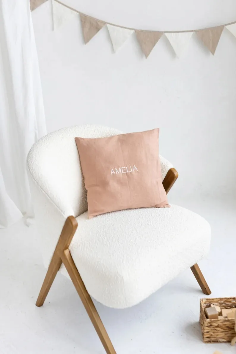 Personalized Linen Pillow Cover with Name