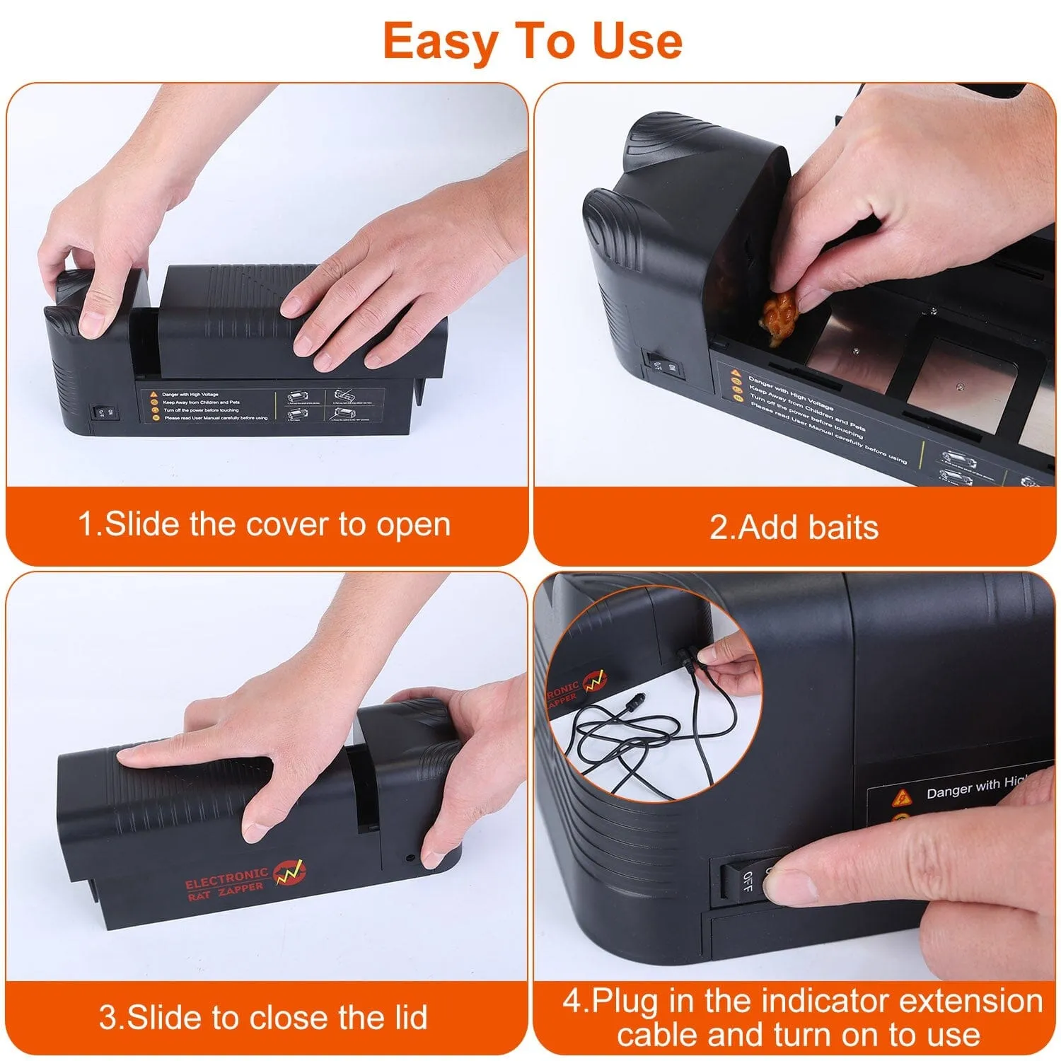 Pest Control Rechargeable Shock Mice Killer with 1800V High Voltage