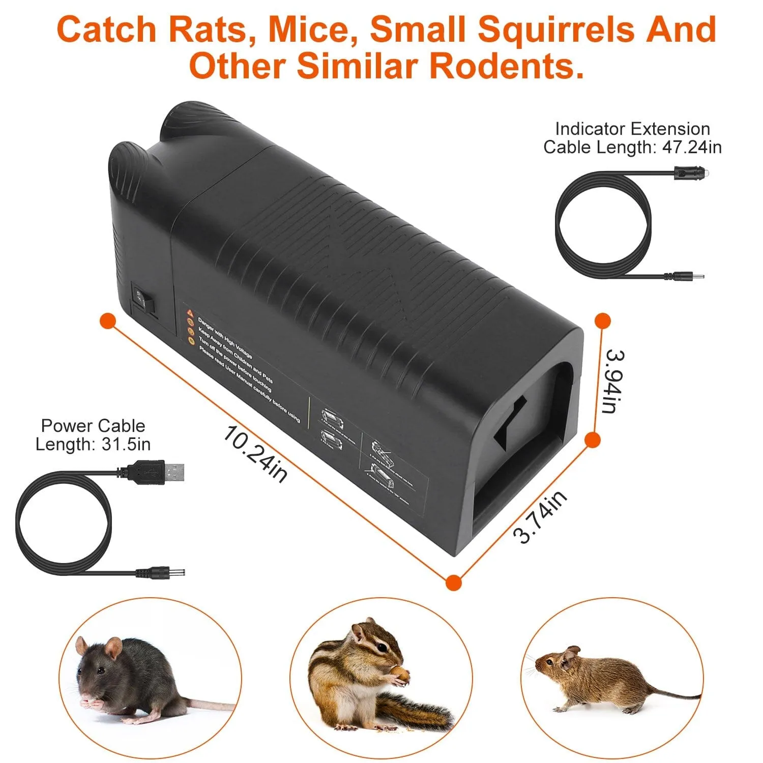Pest Control Rechargeable Shock Mice Killer with 1800V High Voltage