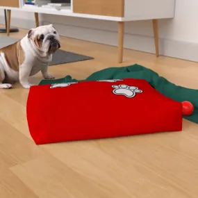 Pet Bed - Paws on Red