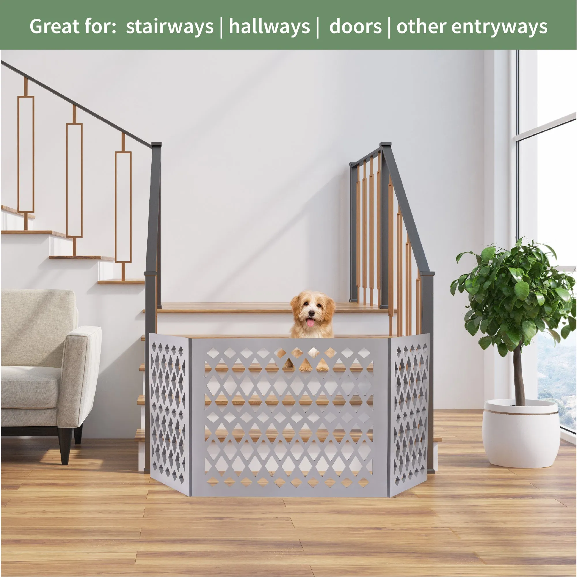 Pet Gate - Grey Diamond Décor