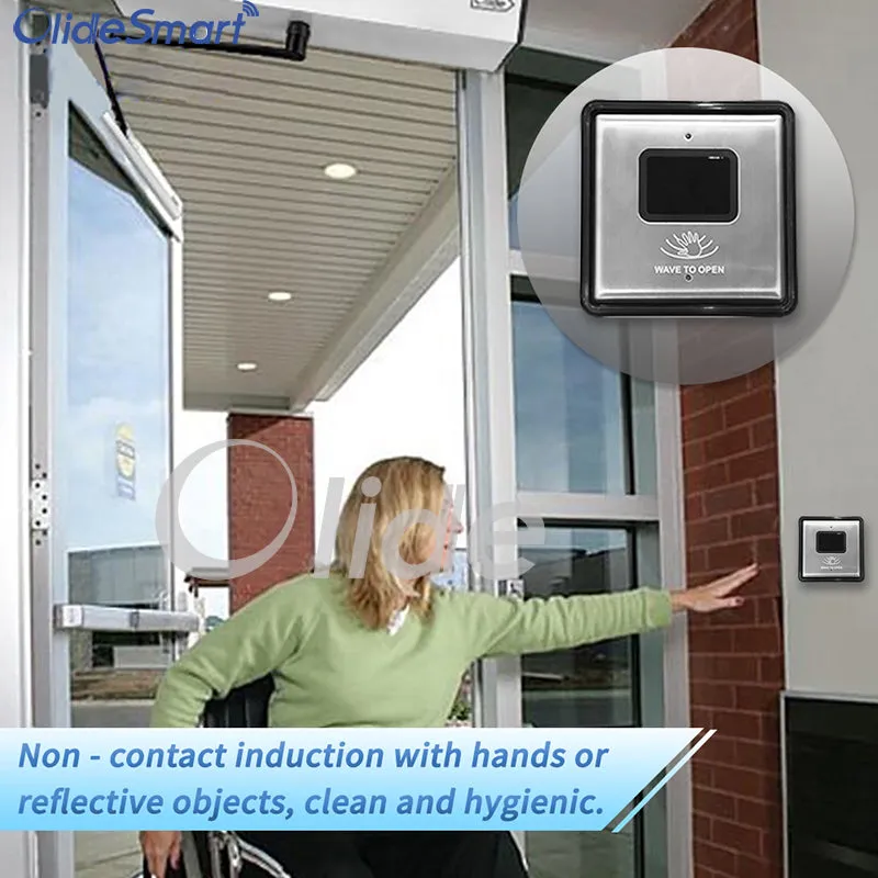 Phone APP Open Wireless Touchless Automatic Swing Door Opener with Wave to Open Switch, Hands Free Electric Door Operator