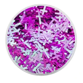 Pink Iridescent UV Glitter Crosses / Crucifixes
