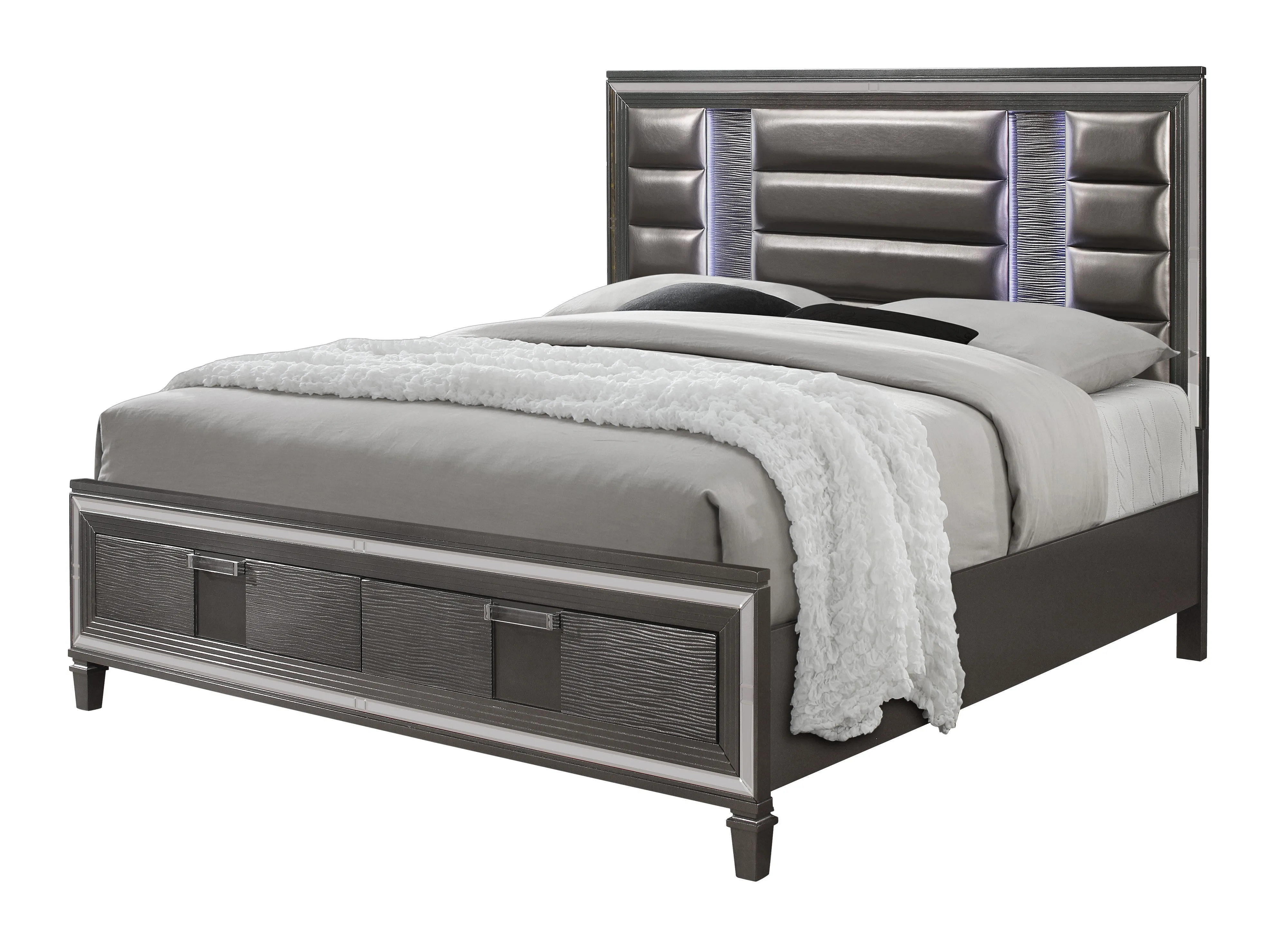 Pisa Queen Bed Metallic Grey
