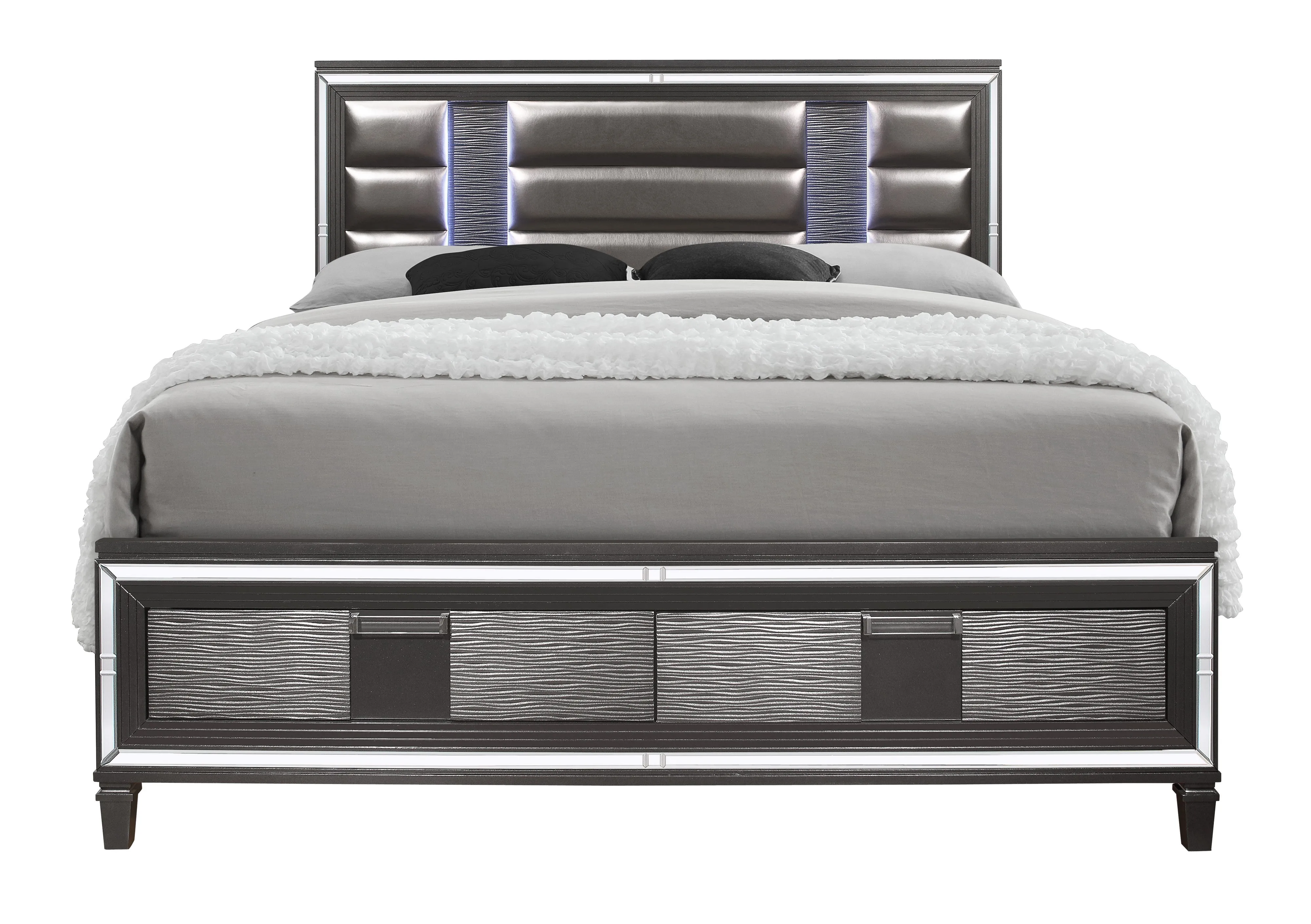 Pisa Queen Bed Metallic Grey