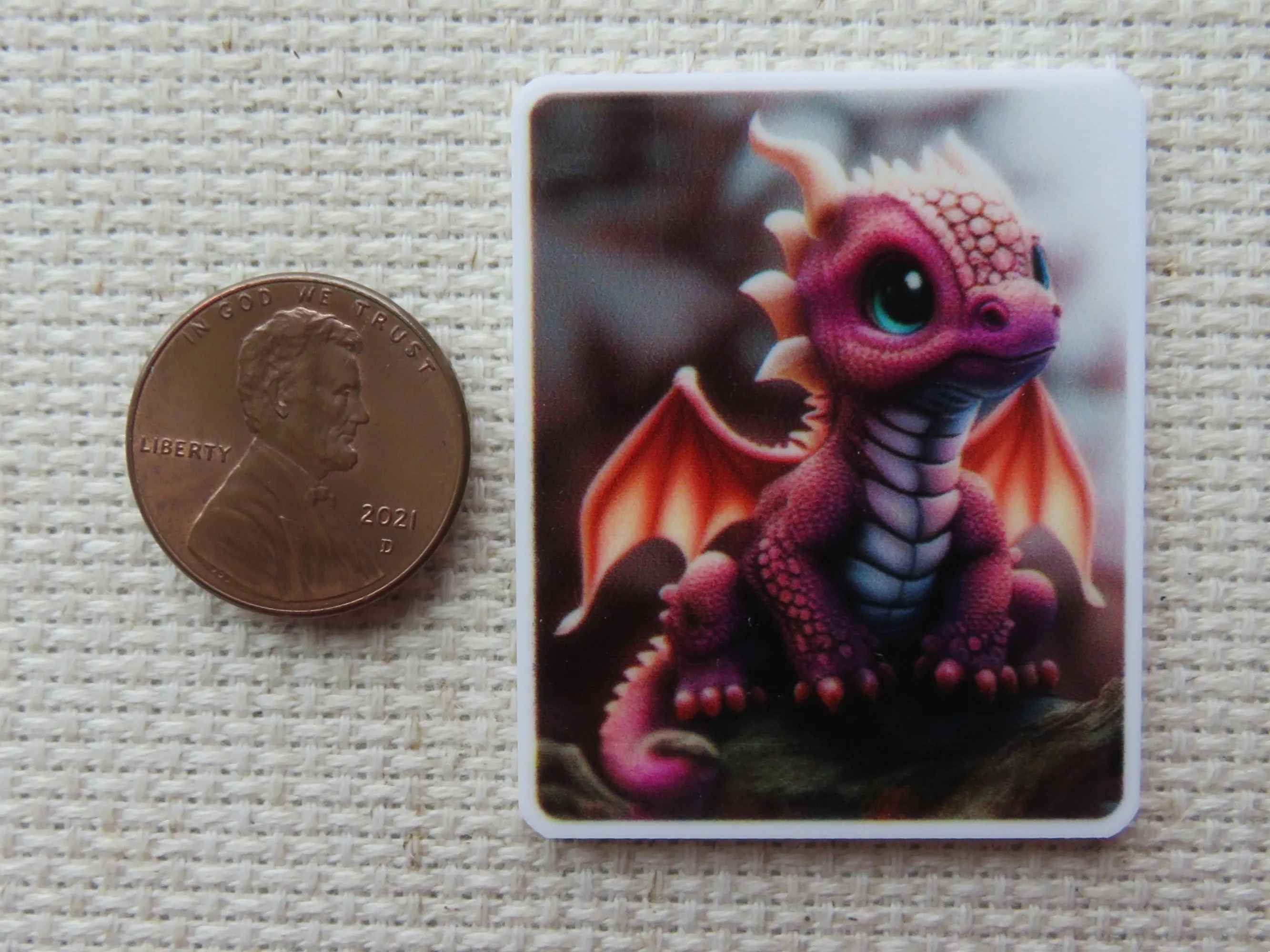 Purple Dragon in a Square Needle Minder, Cover Minder, Magnet