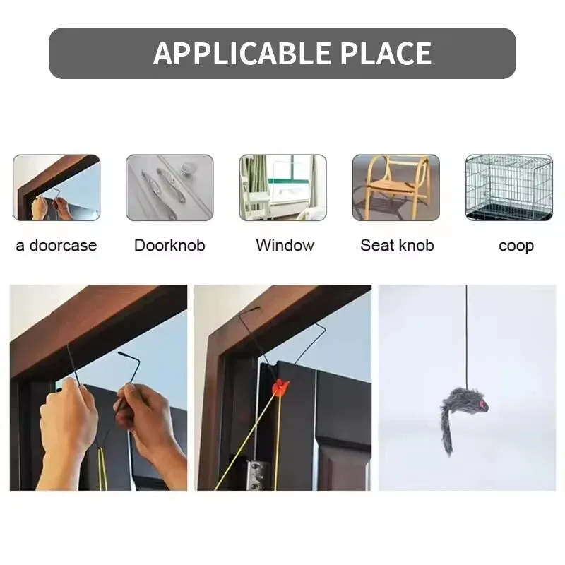 Retractable Cat Feather Toy Hanging Interactive Toys for Indoor Cats Kitten Play Chase Exercise Teaser Catnip Toys