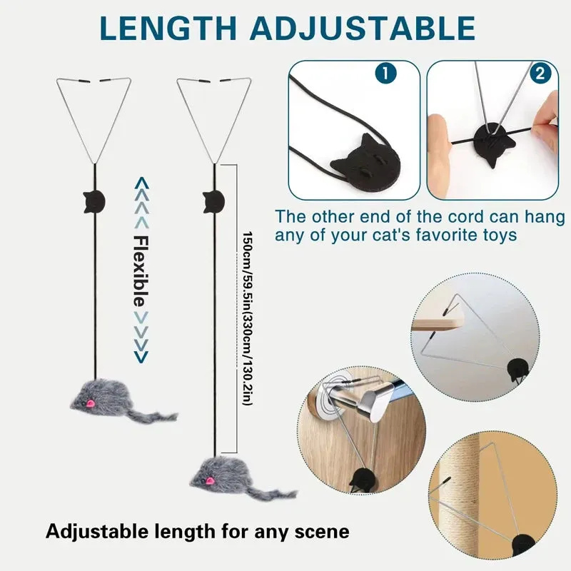 Retractable Cat Feather Toy Hanging Interactive Toys for Indoor Cats Kitten Play Chase Exercise Teaser Catnip Toys