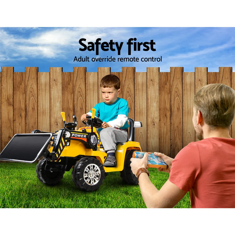 Ride On Bulldozer Digger Electric Car Yellow for kids 3  years old  and parental remote