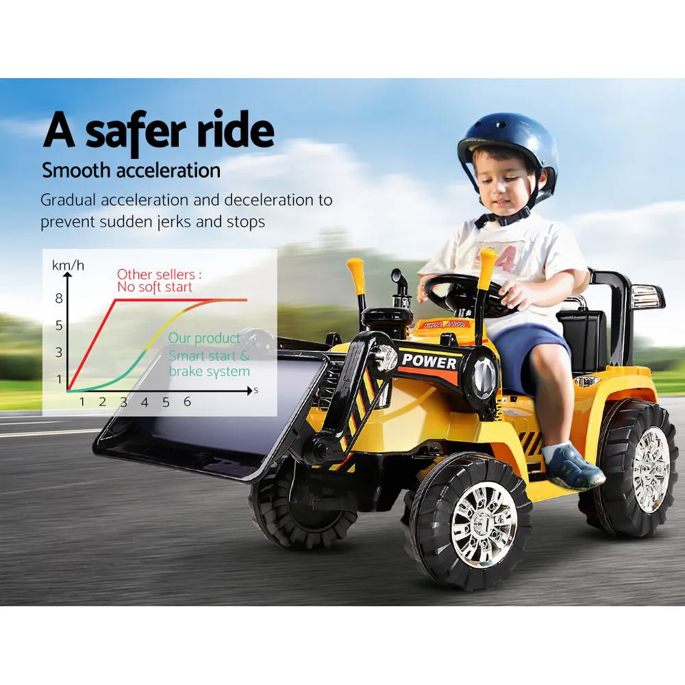 Ride On Bulldozer Digger Electric Car Yellow for kids 3  years old  and parental remote