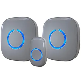 SadoTech Wireless Doorbells for Home, Apartments, Businesses, Classrooms, etc. - 1 Door Bell Ringer & 2 Plug-In Chime Receiver, Battery Operated, Easy-to-Use, Wireless Doorbell w/LED Flash, Gray