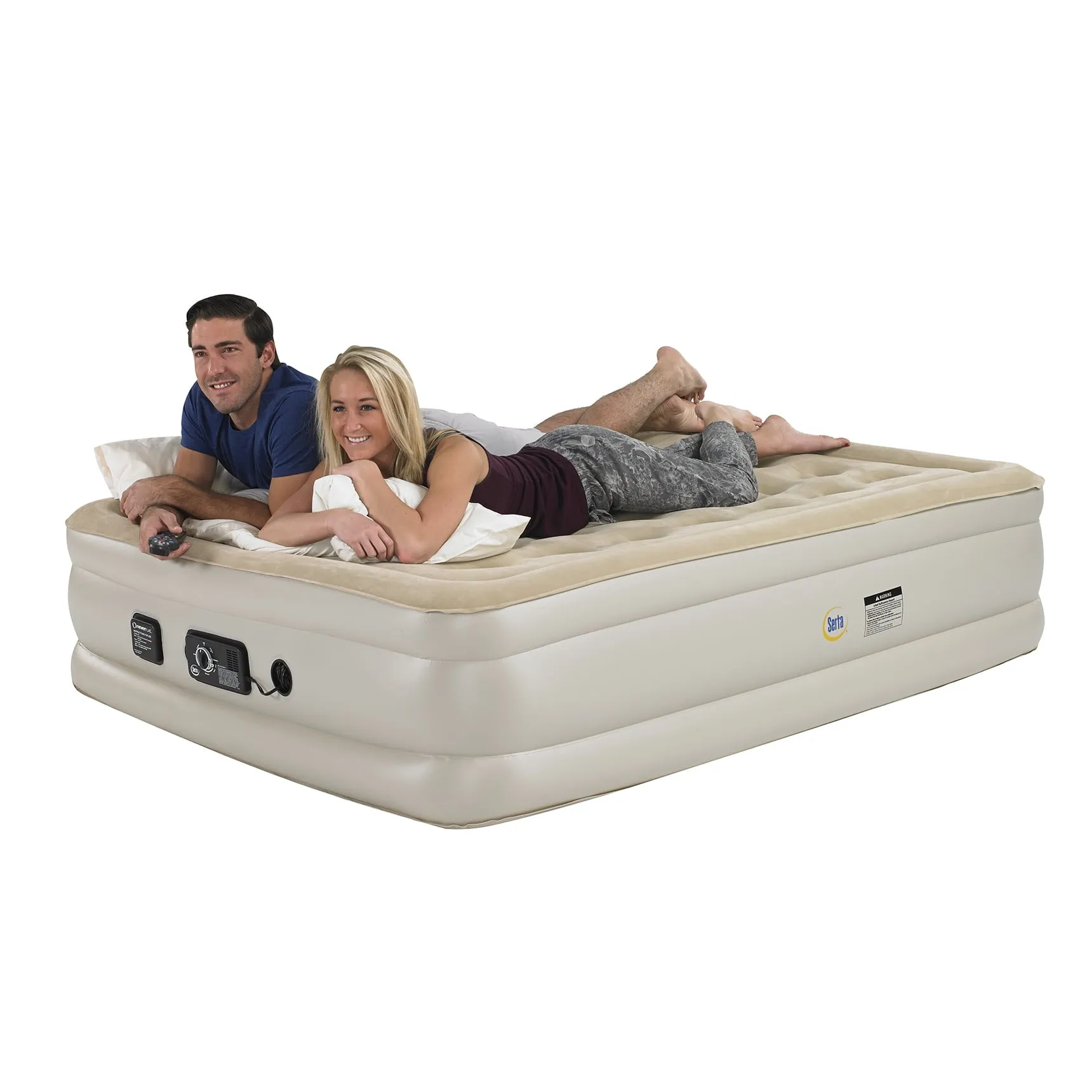 Serta Raised Queen Air Bed Mattress w/ Built-In neverFLAT AC Air Pump & Bag