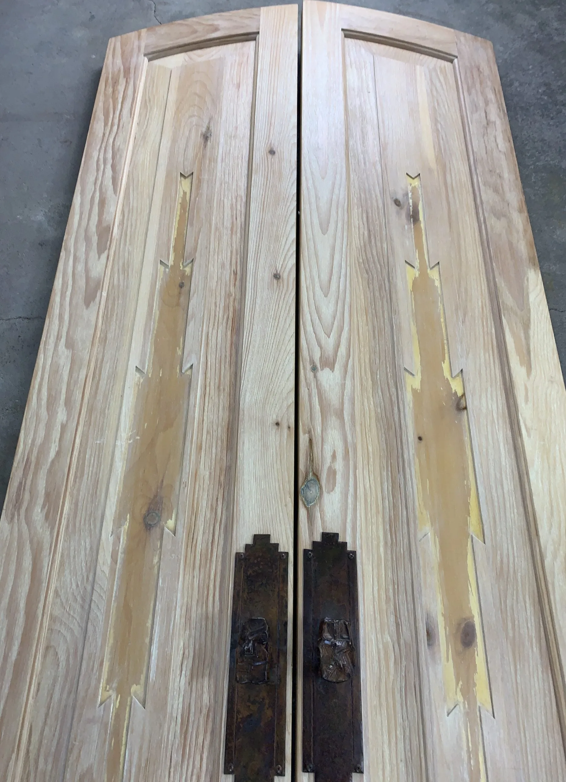 Set of Doors, South West Style, Wire Brushed Knotty Pine, Hardware Included