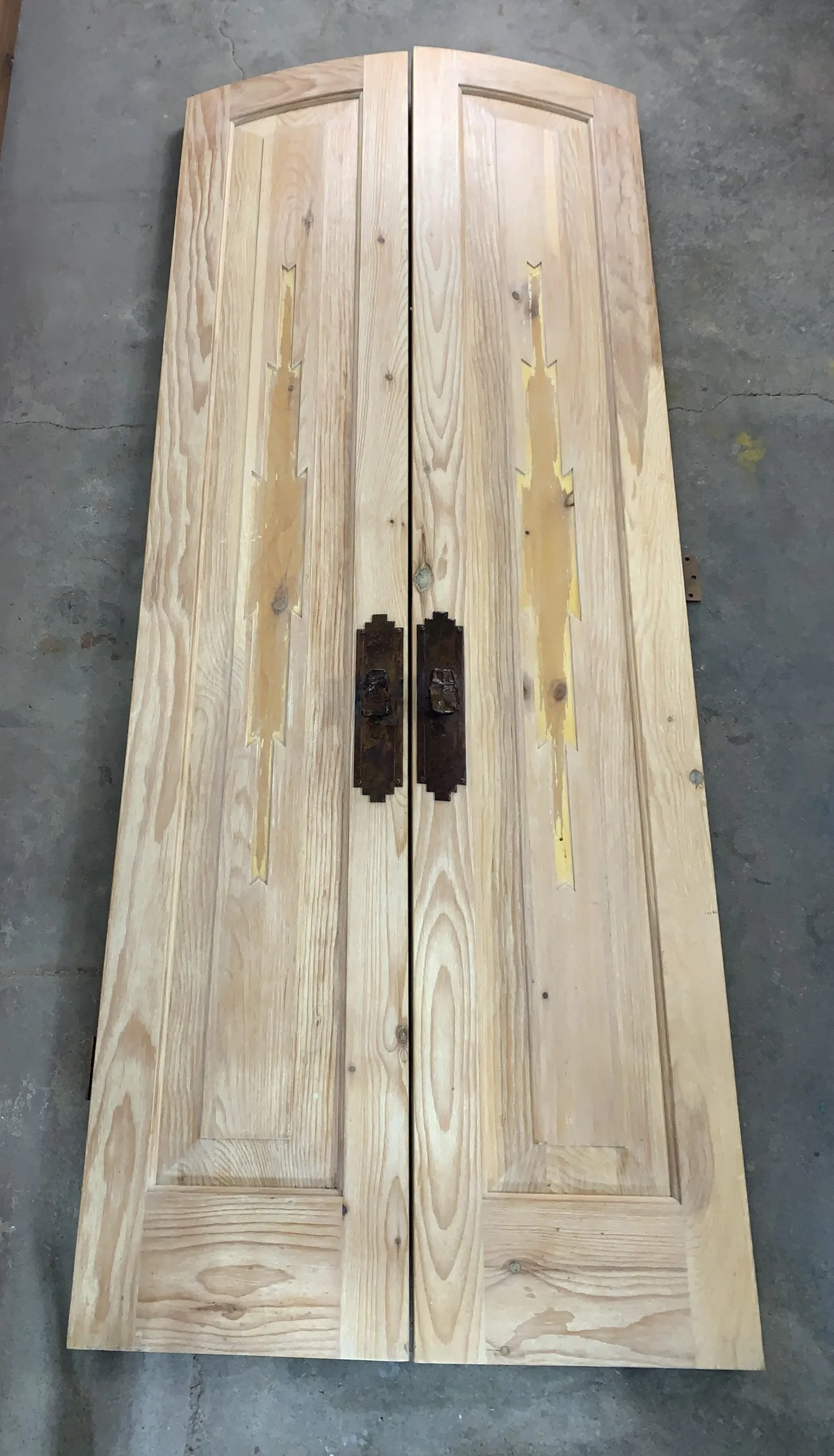 Set of Doors, South West Style, Wire Brushed Knotty Pine, Hardware Included