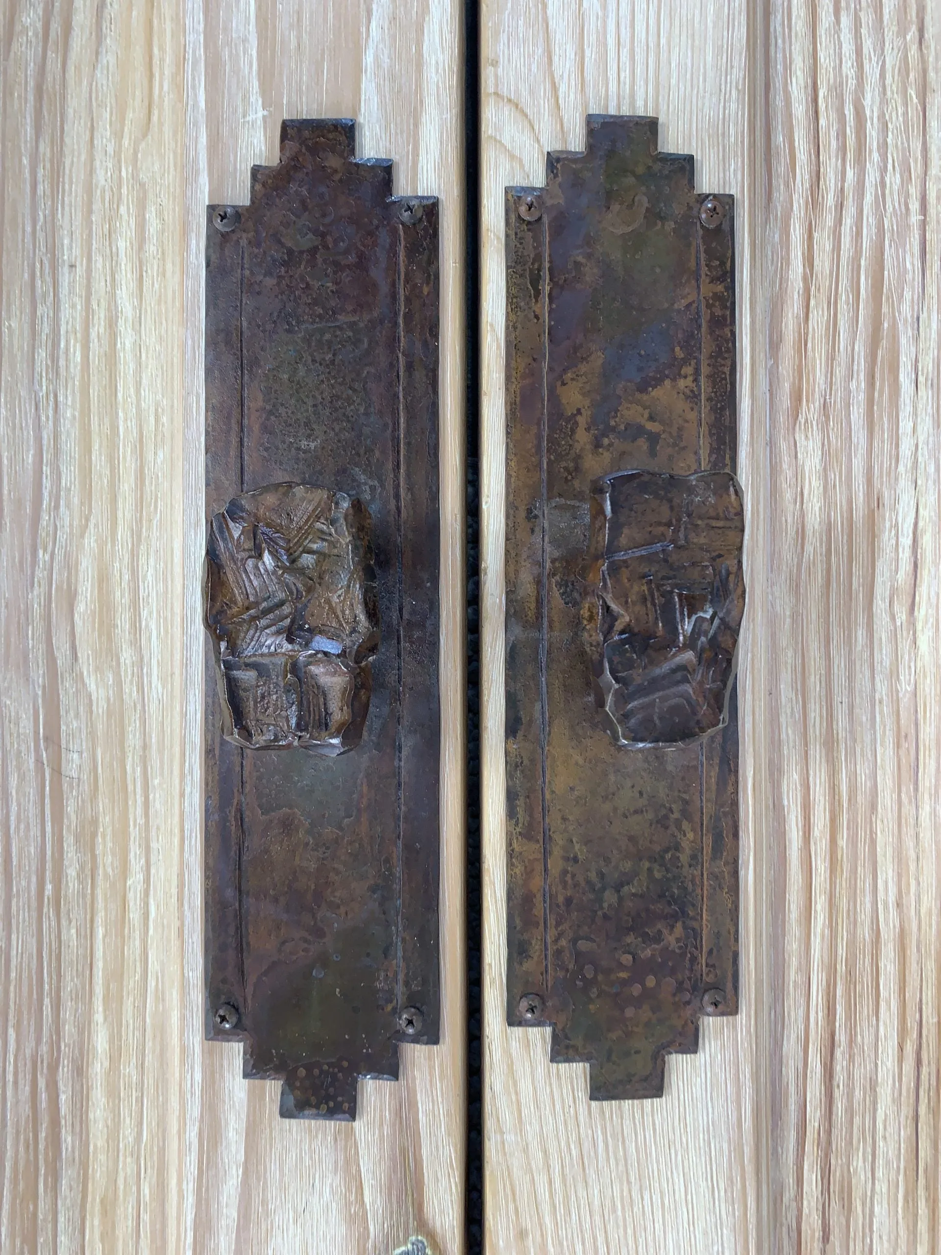 Set of Doors, South West Style, Wire Brushed Knotty Pine, Hardware Included