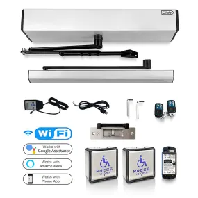 Smart Handicap Door Opener Olide-120BL with 4.5" Wireless&Wired Handicap Push Button and 880lb Electric Strike