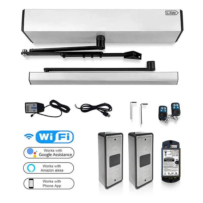 Smart Touchless Electric Swing Door, Automatic Hinge Door Opener with 2pcs Wireless Slim Wave to Open Switch Button
