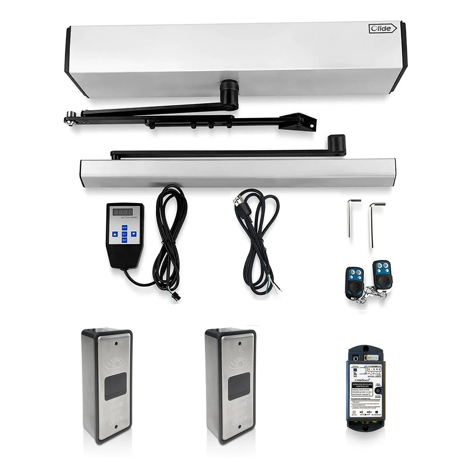 Smart Touchless Electric Swing Door, Automatic Hinge Door Opener with 2pcs Wireless Slim Wave to Open Switch Button