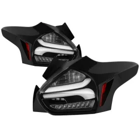 Spyder Tail Lights Ford Focus Hatchback (2015-2016-2017) Sequential LED Signal - Black or Red Clear