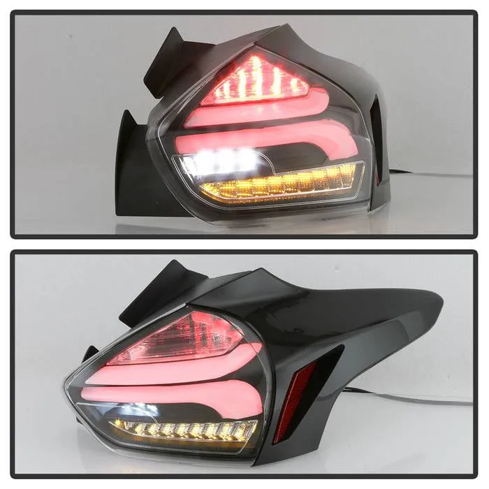 Spyder Tail Lights Ford Focus Hatchback (2015-2016-2017) Sequential LED Signal - Black or Red Clear