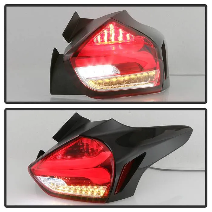 Spyder Tail Lights Ford Focus Hatchback (2015-2016-2017) Sequential LED Signal - Black or Red Clear