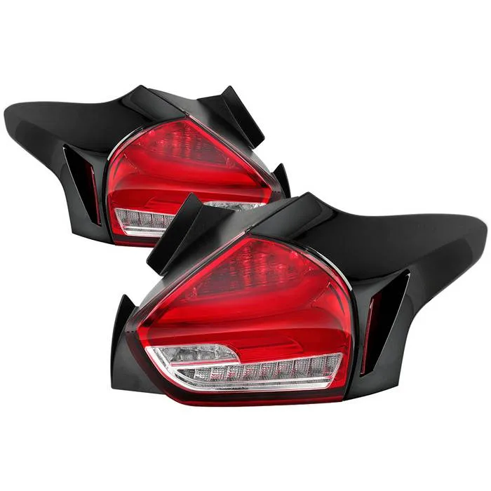 Spyder Tail Lights Ford Focus Hatchback (2015-2016-2017) Sequential LED Signal - Black or Red Clear