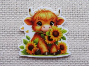 Sunflower Cow Needle Minder, Cover Minder, Magnet