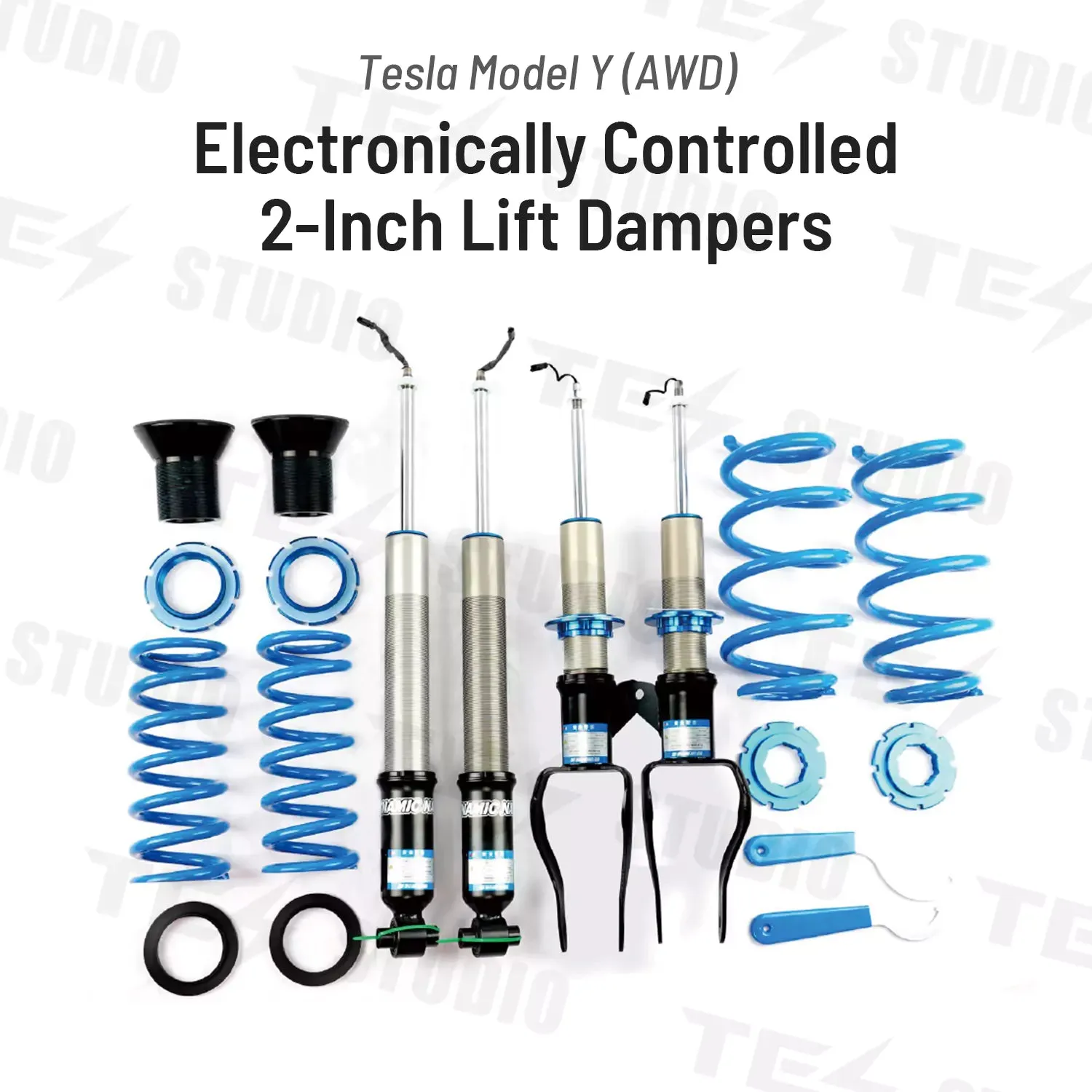 Tesstudio Tesla Model Y Electric Control Coilovers - Adjustable and Active Suspension System