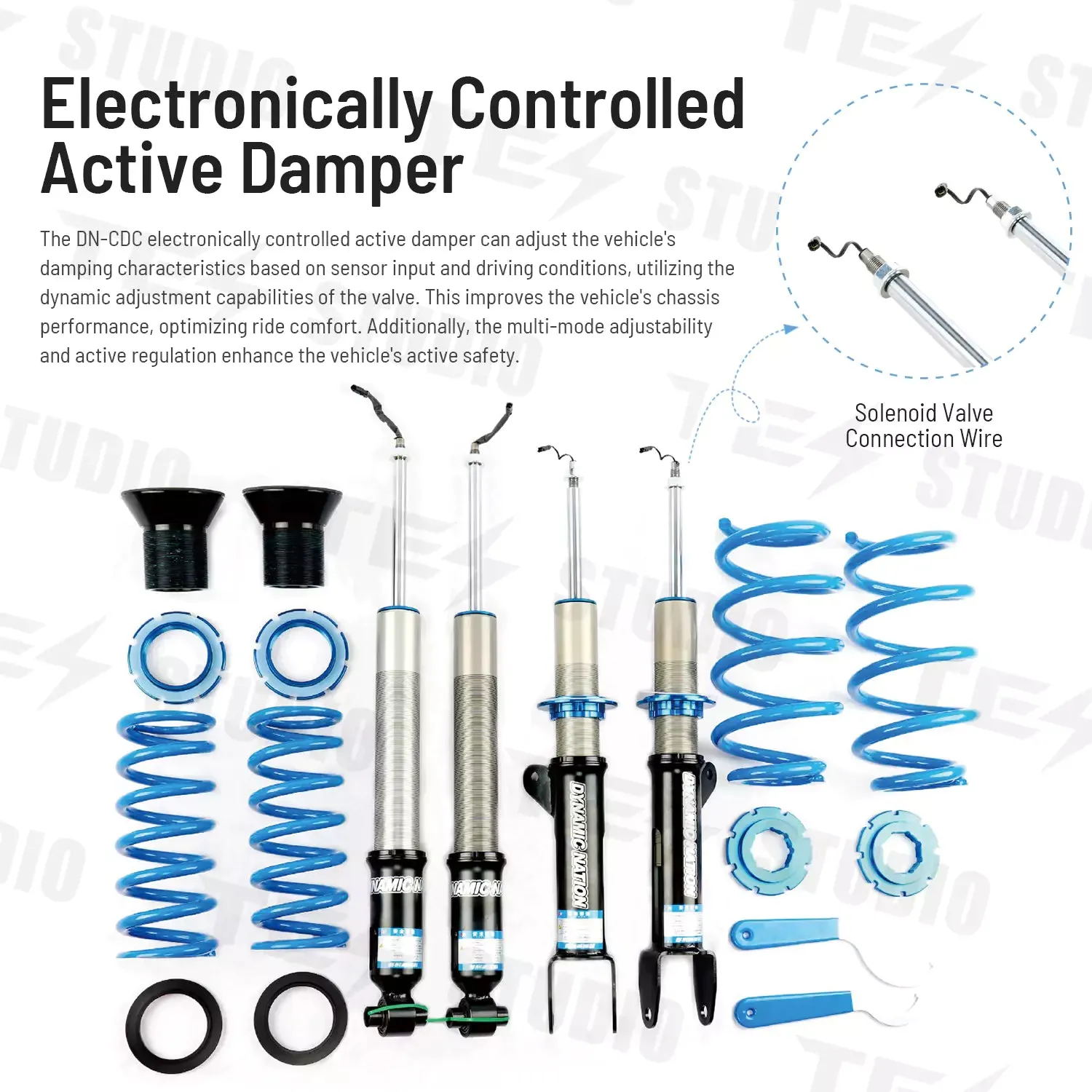 Tesstudio Tesla Model Y Electric Control Coilovers - Adjustable and Active Suspension System