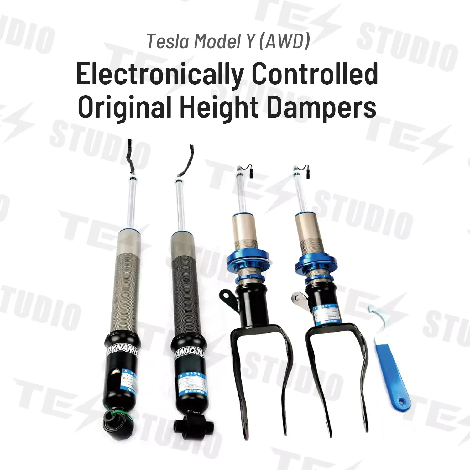 Tesstudio Tesla Model Y Electric Control Coilovers - Adjustable and Active Suspension System