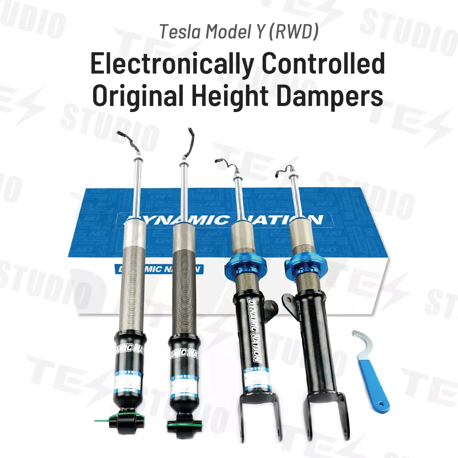 Tesstudio Tesla Model Y Electric Control Coilovers - Adjustable and Active Suspension System
