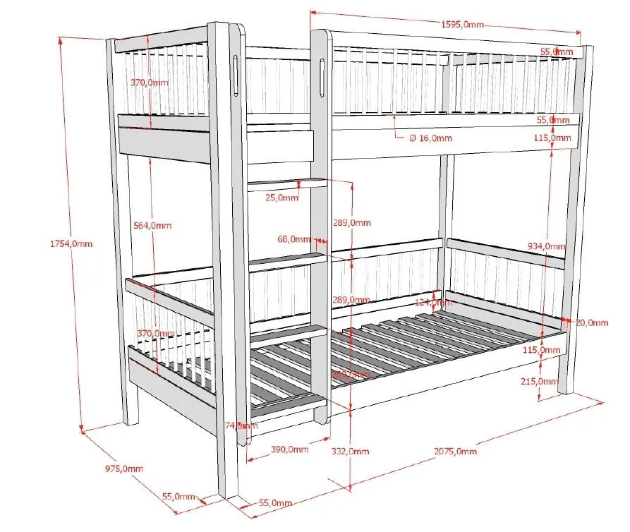 Vipack Forrest Bunk Bed Oak