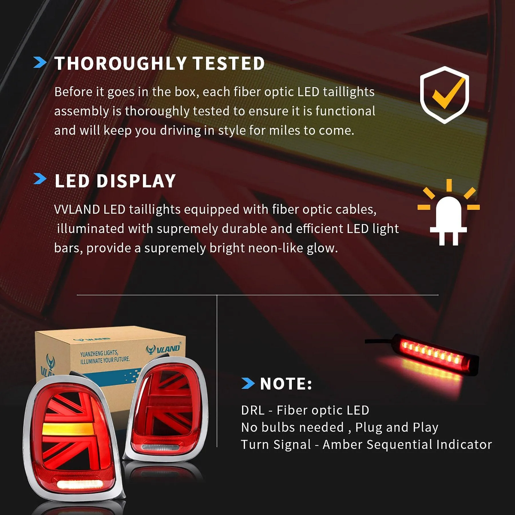 VLAND LED Tail lights For BMW Mini Hatch (Mini Cooper) F55 F56 F57 2014-2020 with Running Brake Reverse And Turning Light[E-MARK]