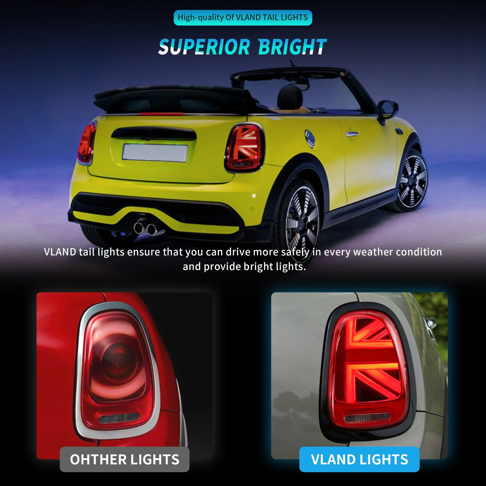VLAND LED Tail lights For BMW Mini Hatch (Mini Cooper) F55 F56 F57 2014-2020 with Running Brake Reverse And Turning Light[E-MARK]