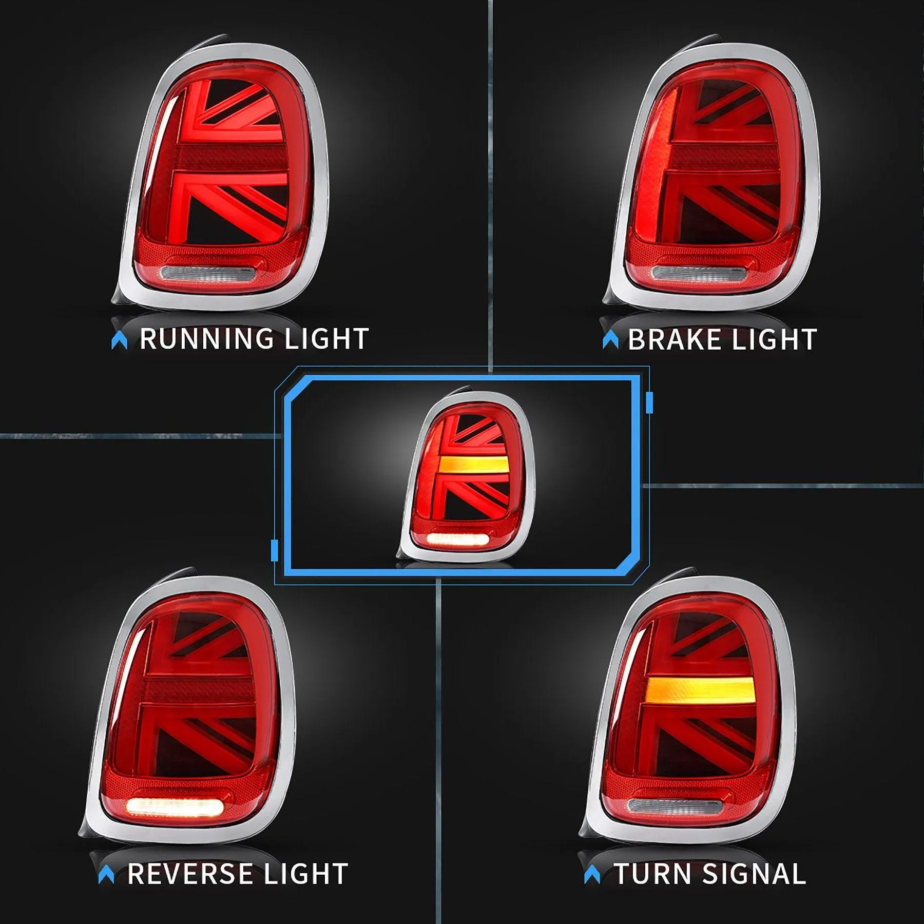 VLAND LED Tail lights For BMW Mini Hatch (Mini Cooper) F55 F56 F57 2014-2020 with Running Brake Reverse And Turning Light[E-MARK]