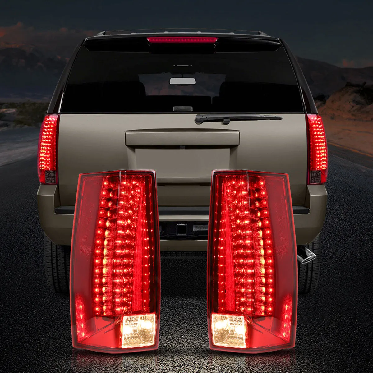 VLAND Tail Lights For GMC Yukon XL Denali Chevy Suburban Tahoe 2007-2014