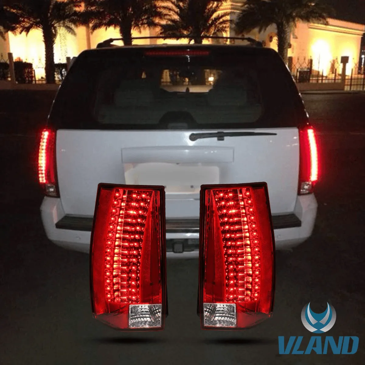 VLAND Tail Lights For GMC Yukon XL Denali Chevy Suburban Tahoe 2007-2014