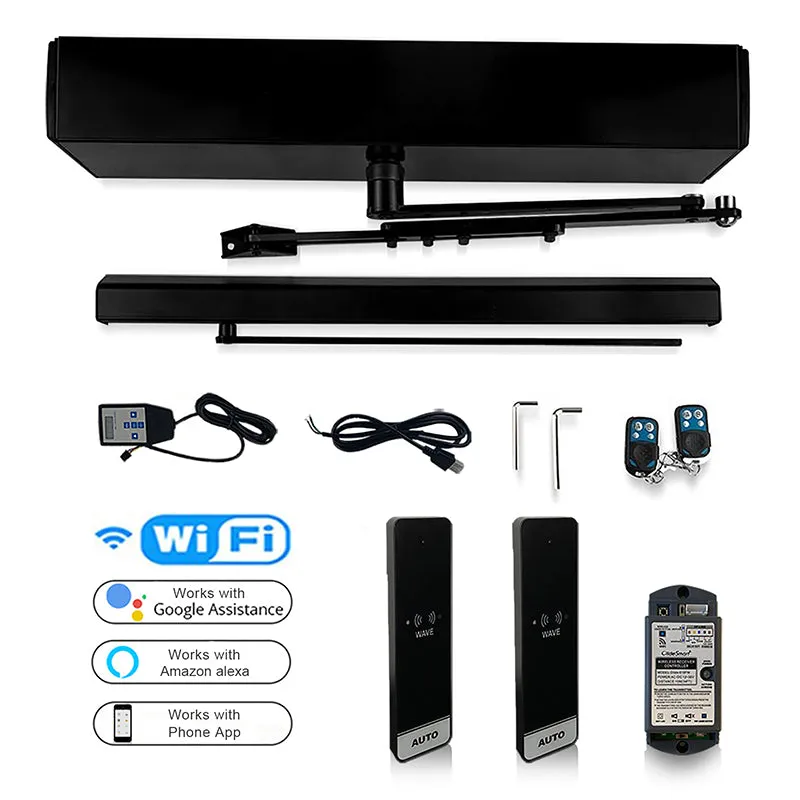 WiFi Smart Automatic Swing Door with Wireless Slim Sensor Switch, No Contact Tuyasmart App Control Door Operator