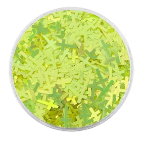 Yellow Iridescent UV Glitter Crosses / Crucifixes