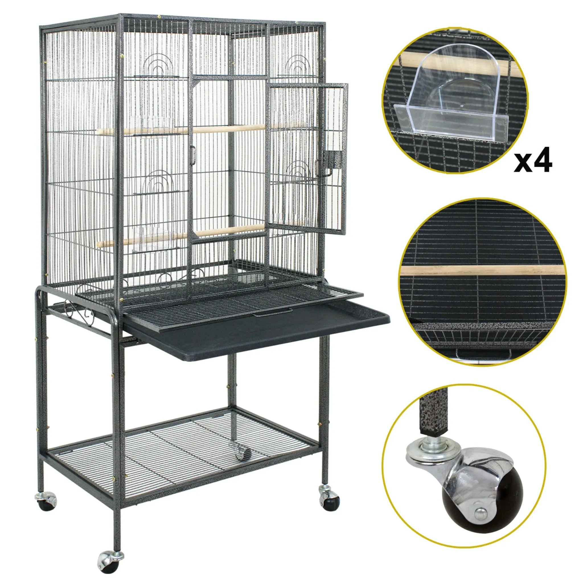 ZENY™ 53-Inch Bird Cage with Stand Made From Wrought Iron