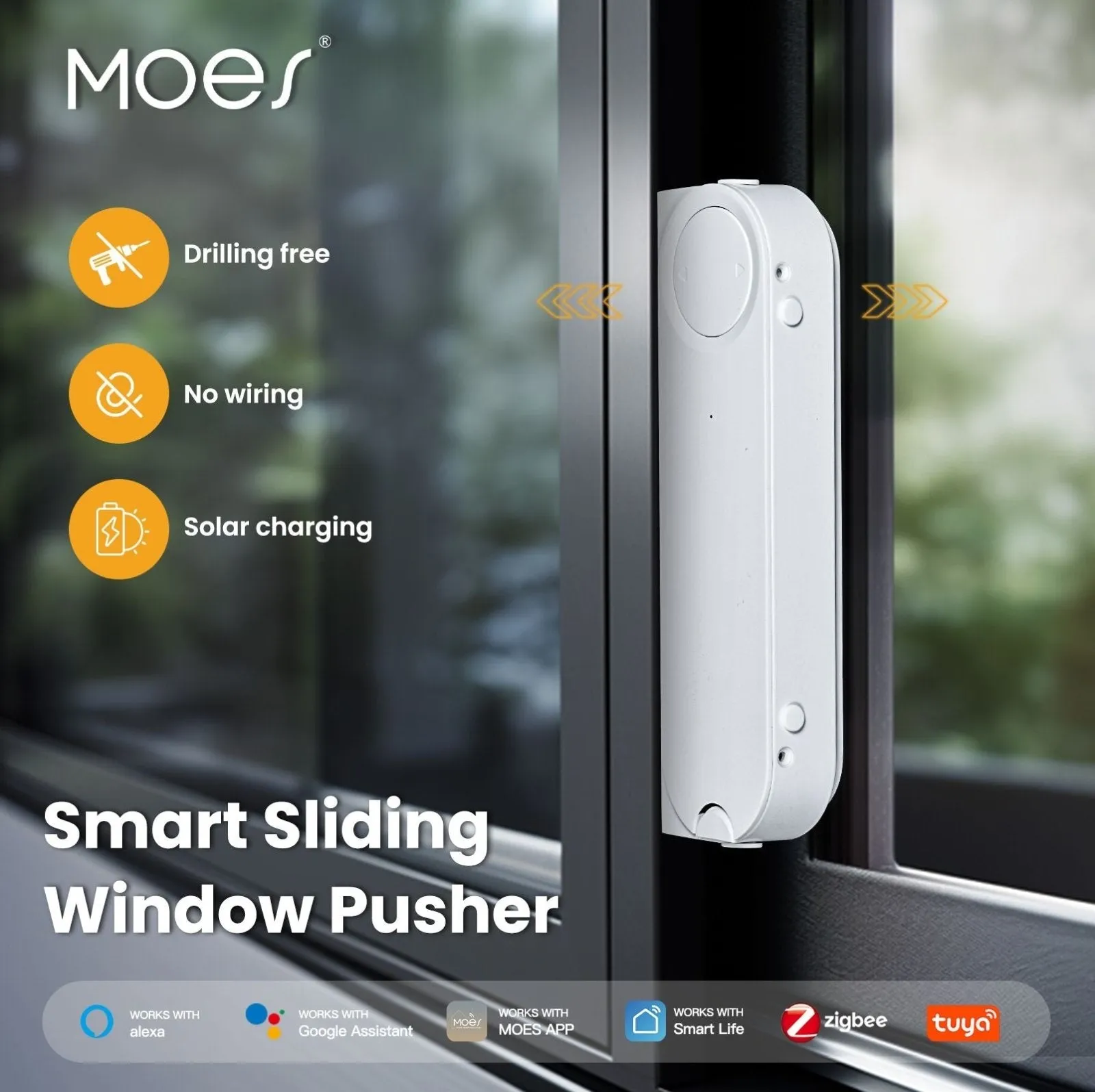 ZigBee Smart Sliding Window Pusher Automatic Opener Closer Solar Charging