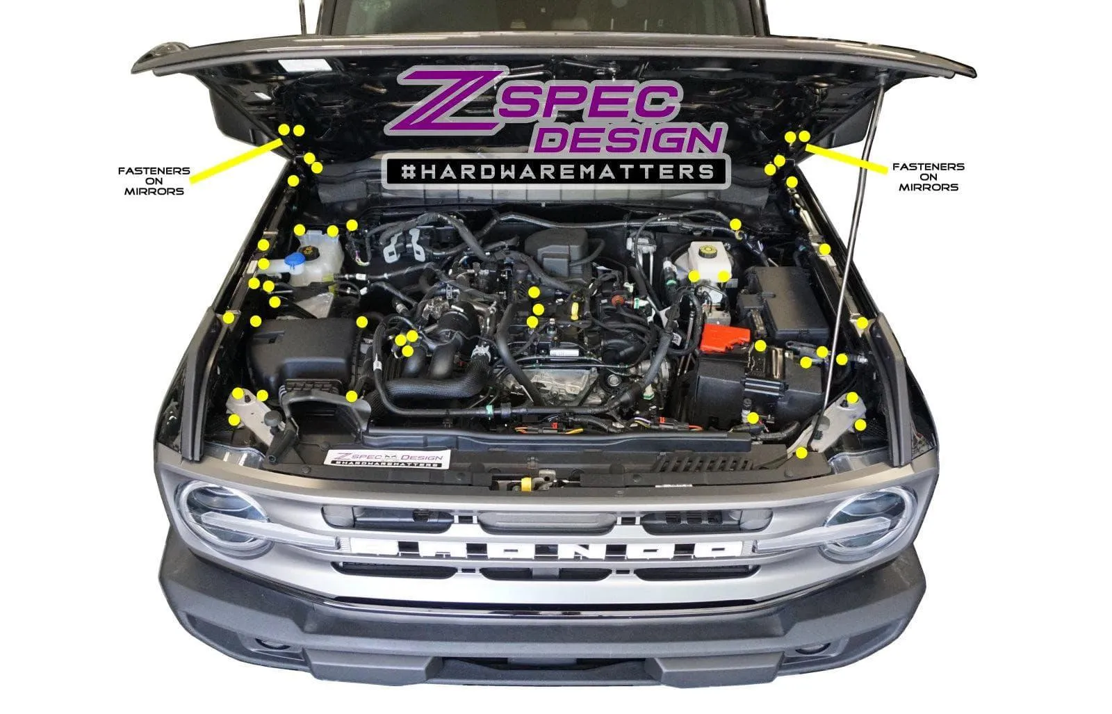 ZSPEC "Stage 3" Dress Up Bolts® Fastener Kit for '21  Ford Bronco 2.7L, Stainless-Billet